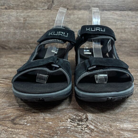 Kuru Tread Sandals Men\'s 8 Jet Black Empire Steel Beach Sport Strappy Shoes